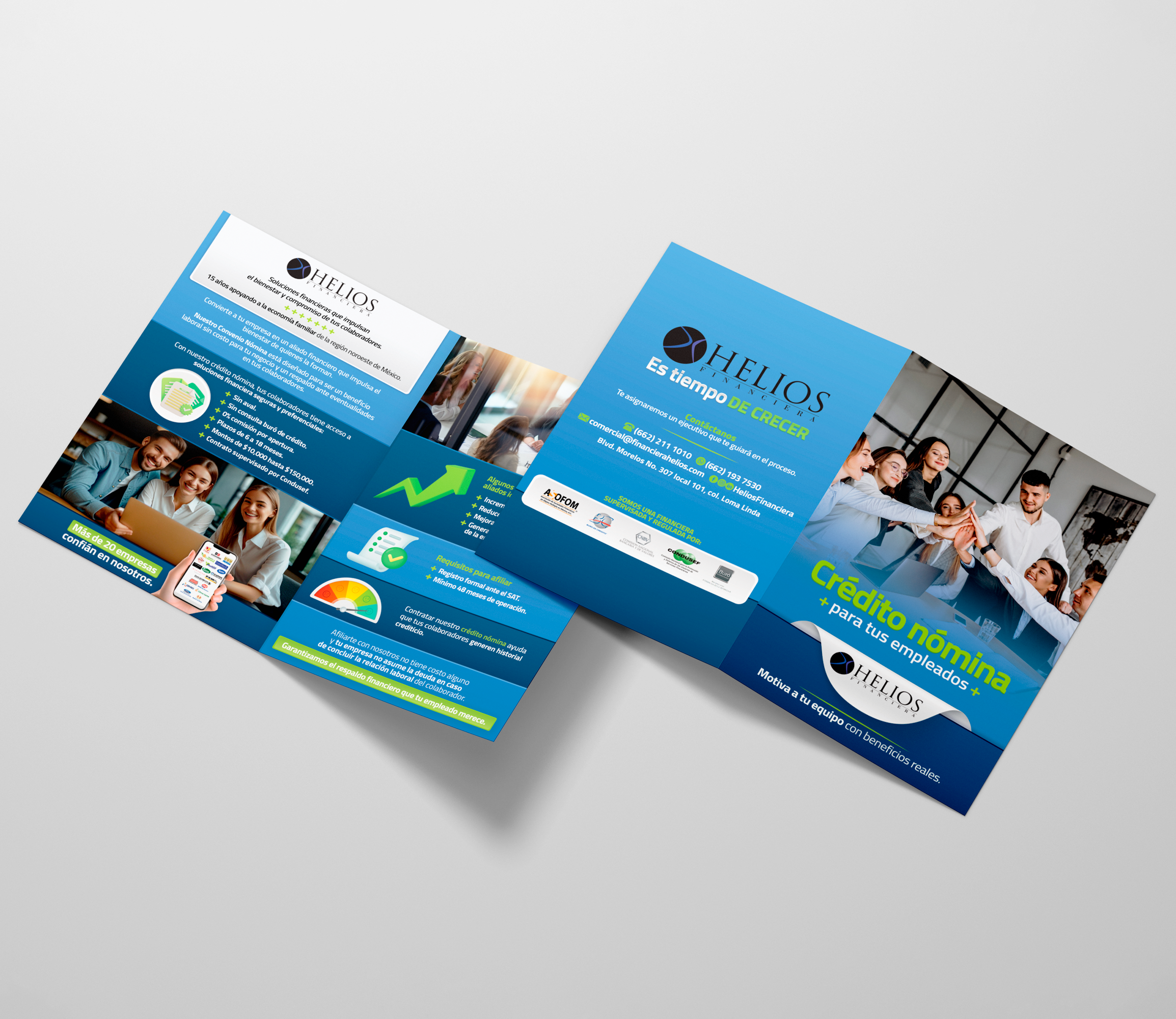 Diseño de díptico Financiera Helios